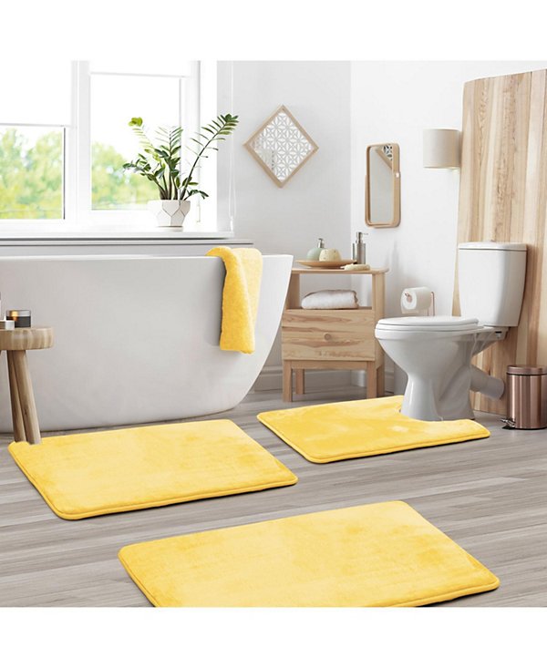3 Piece Ultra Soft Non-Slip Plush Memory Foam Bath Rug Set - Small, Large & Contour