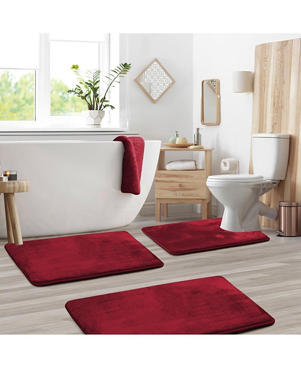 3 Piece Ultra Soft Non-Slip Plush Memory Foam Bath Rug Set - Small, Large & Contour