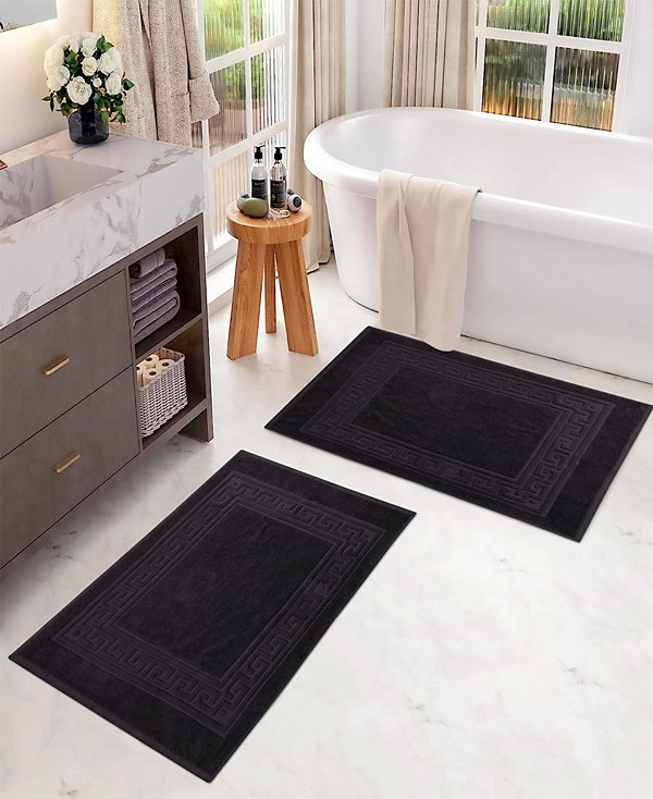 Cotton Greek Key Infinity Border 2-Pc. Bath Rug Set