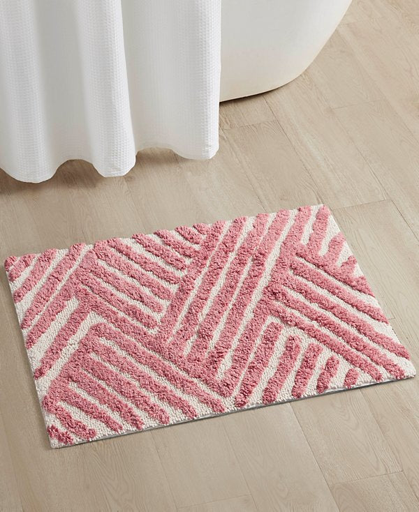 Basket Weave Stripe Tufted Bath Rug, 20" x 30"