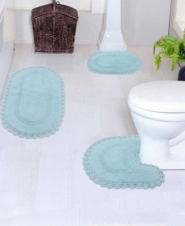 Hampton Crochet Reversible 3-Pc. Bath Rug Set